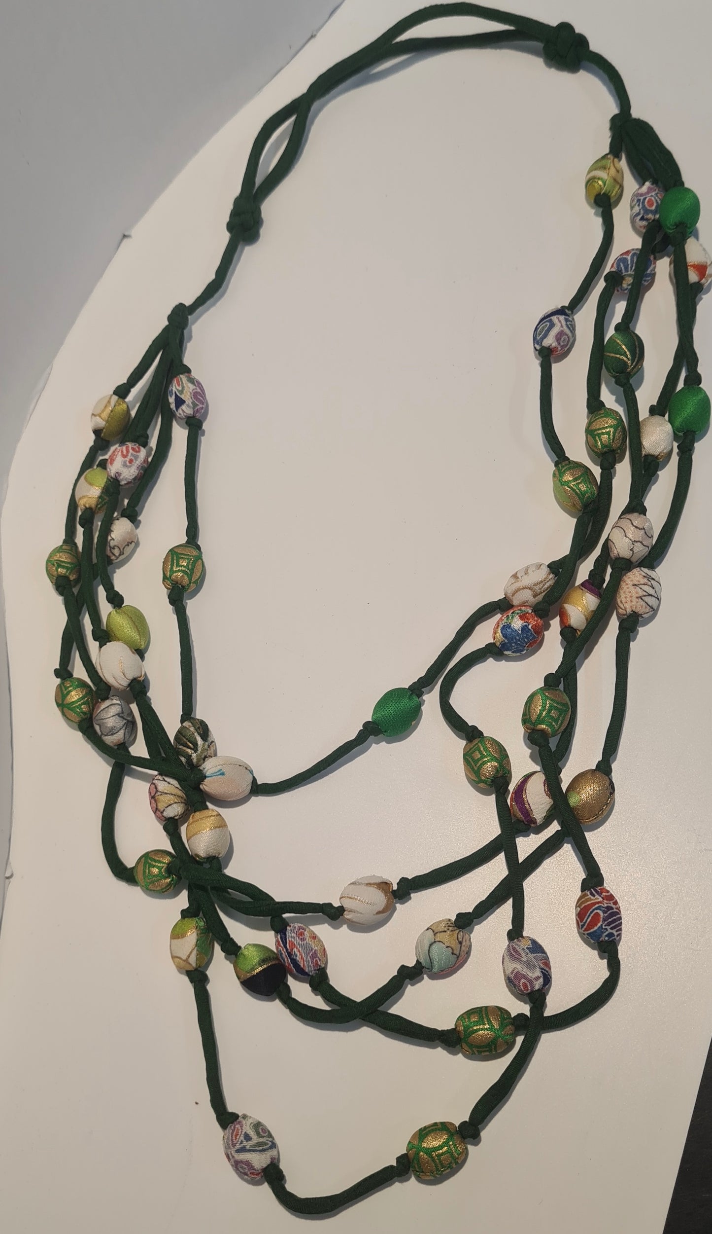 Necklaces- Recycled Kimono and Silk Cord