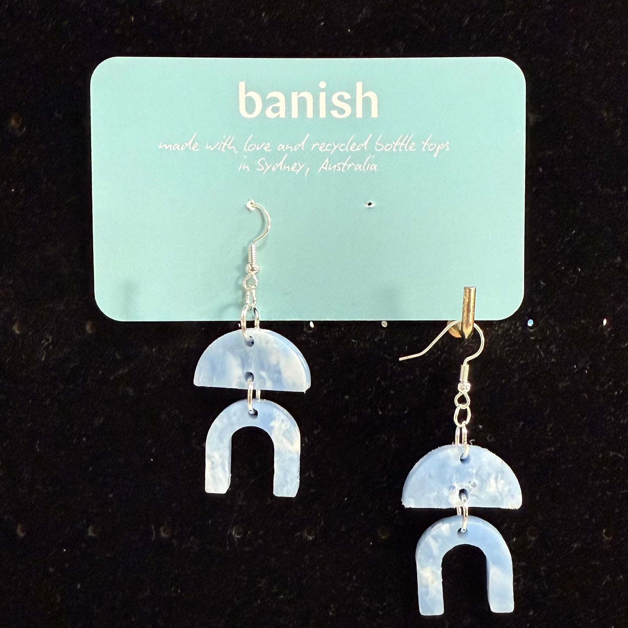 Earrings-aztec-snow-white-recycled-bottle-tops-gold-hooks-banish-transmutation