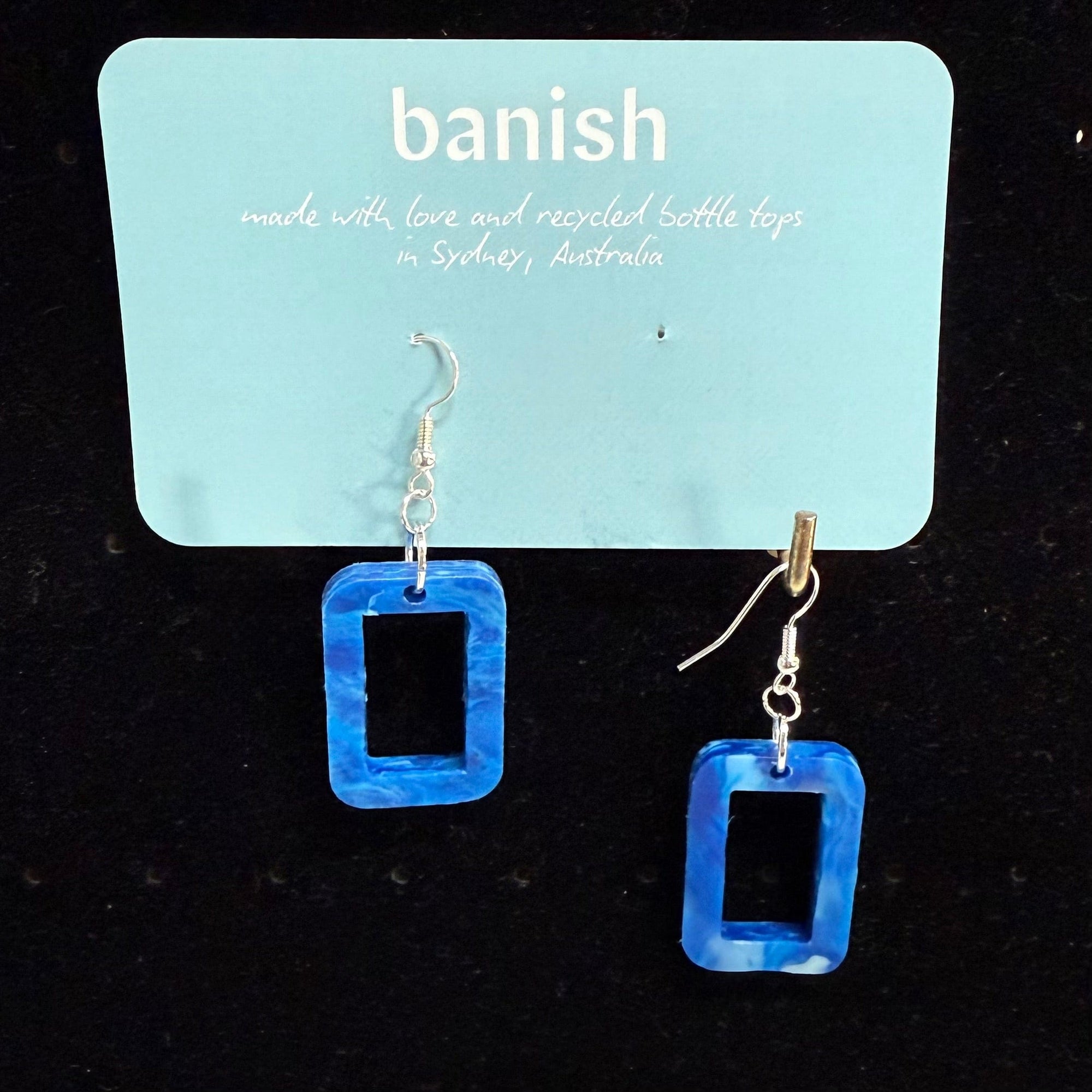 Transmutation - Earrings - Stylish in black and white on gold hooks for pierced ears. Made from sturdy recycled plastic.