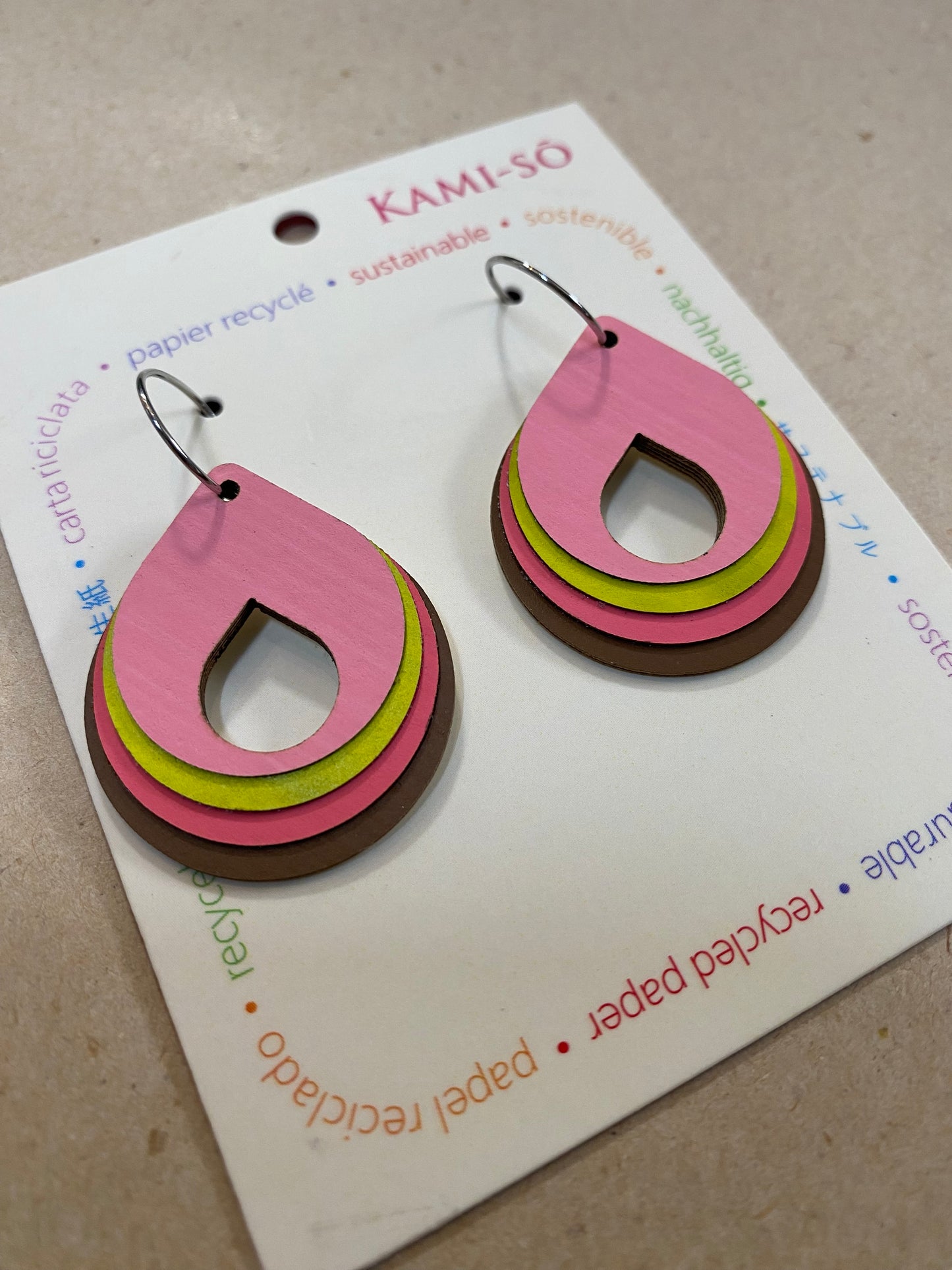 Earrings - Circle Layered Hoop - Recycled Paper