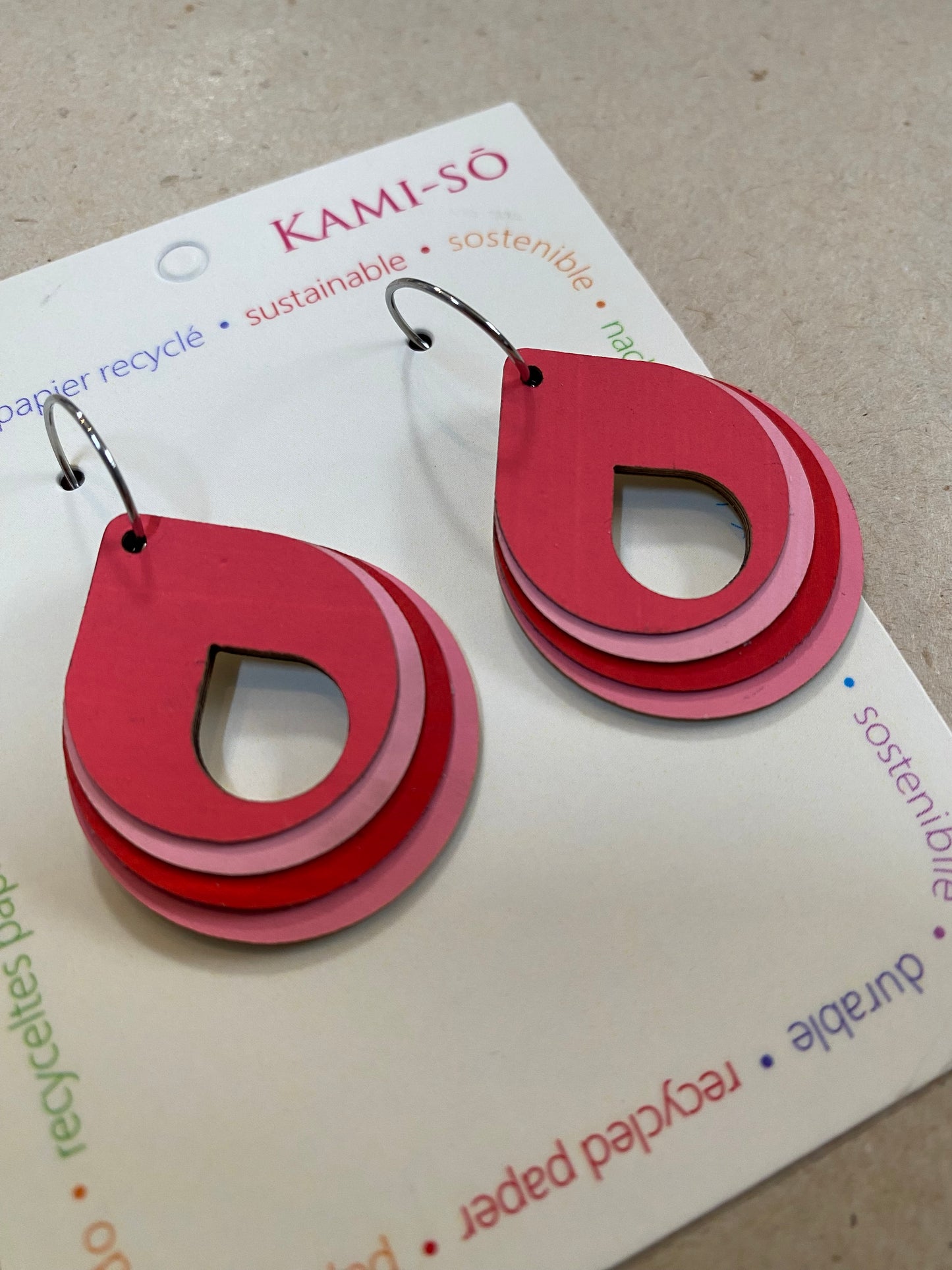 Earrings - Circle Layered Hoop - Recycled Paper