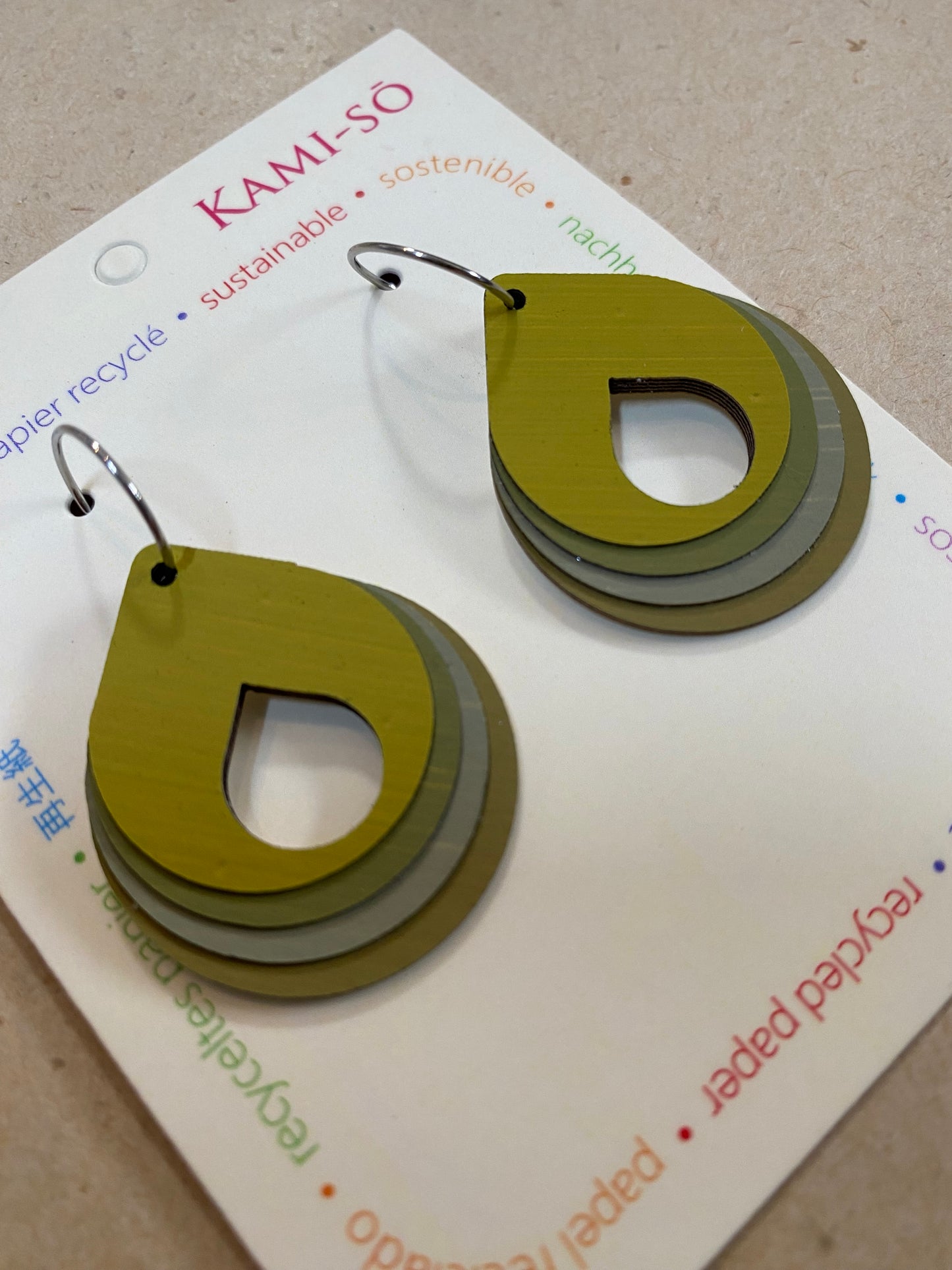 Earrings - Circle Layered Hoop - Recycled Paper