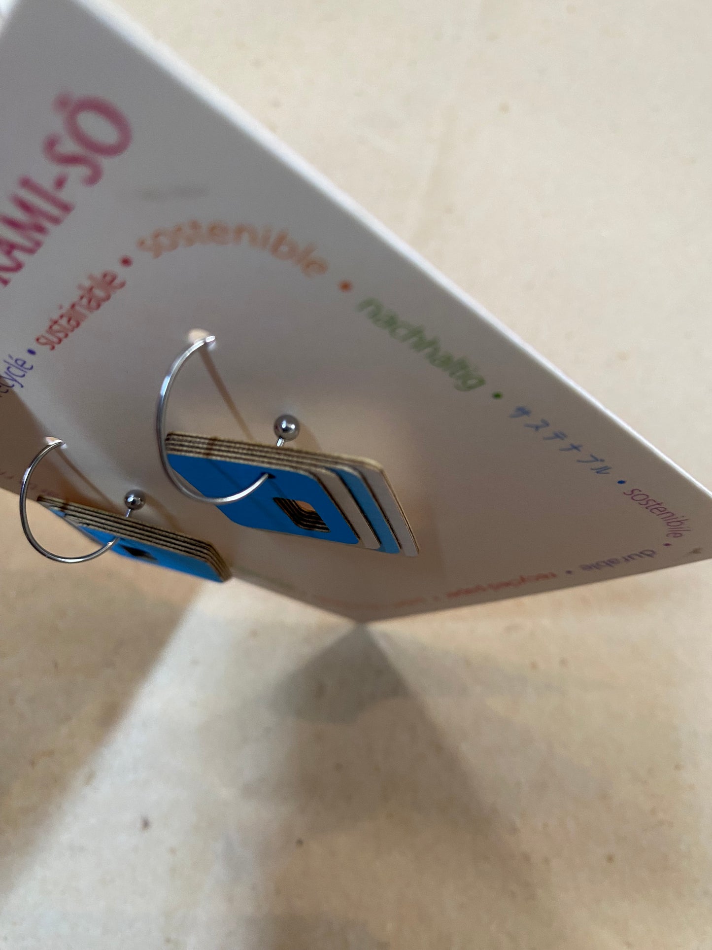 Earrings - Layered Rectangle Hoop - Recycled Paper