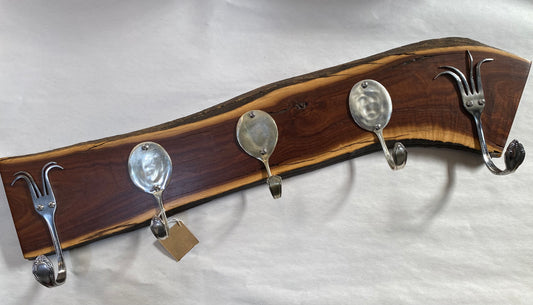 Wall Hanger - Hat & Coat Rack - Reclaimed Timber and Cutlery