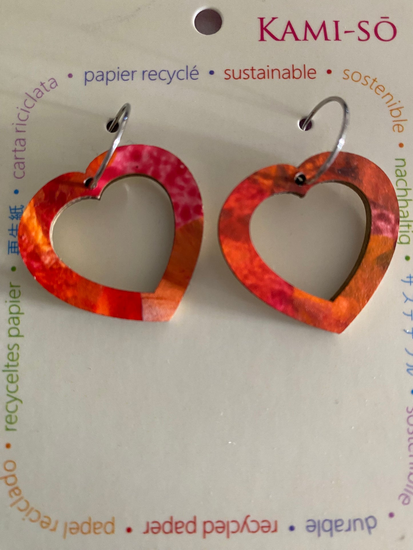 Earrings - Heart Hoop - Recycled Paper