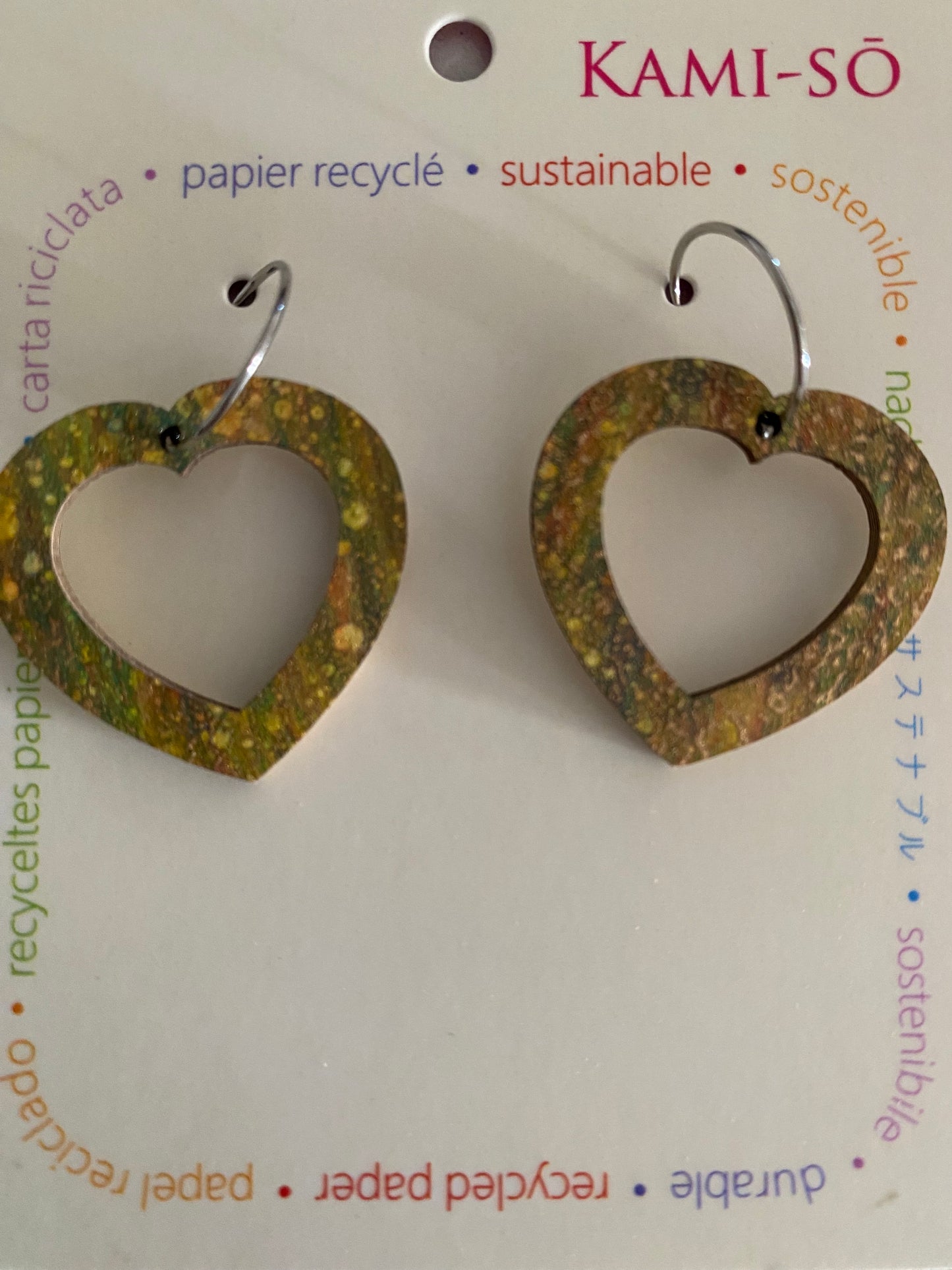 Earrings - Heart Hoop - Recycled Paper