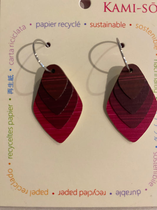 Earrings - Diamond Layered - Recycled Paper