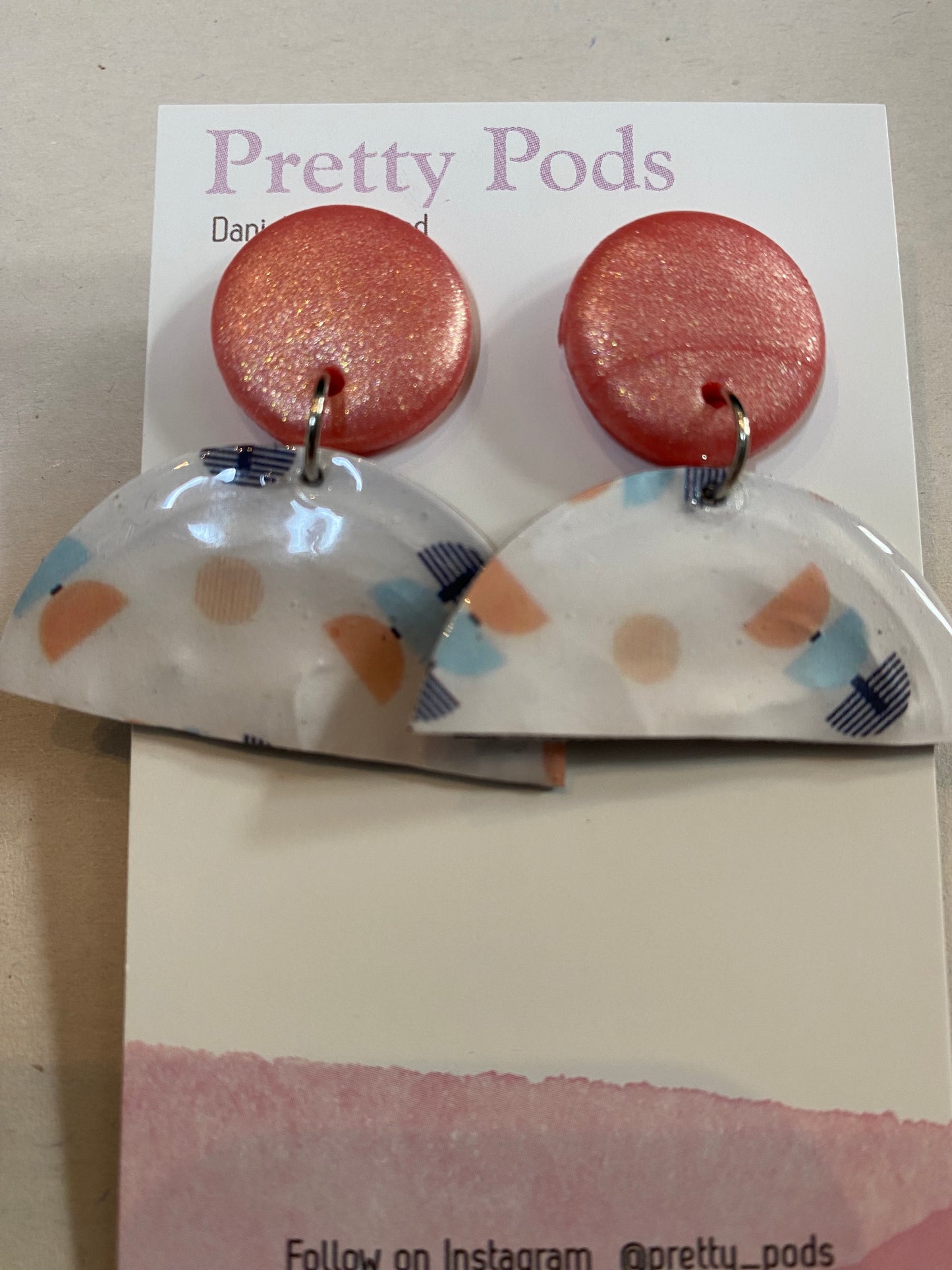 Earrings - Coffee Pod - Polyclay (half coffee pod)