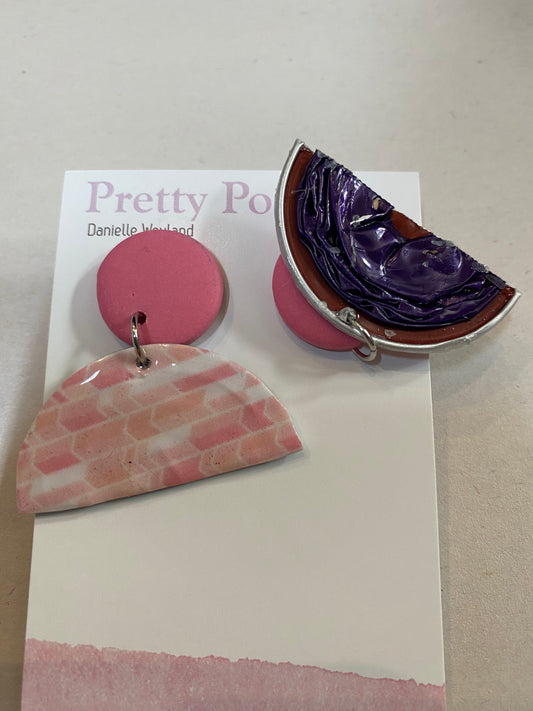 Earrings - Coffee Pod - Polyclay (half coffee pod)