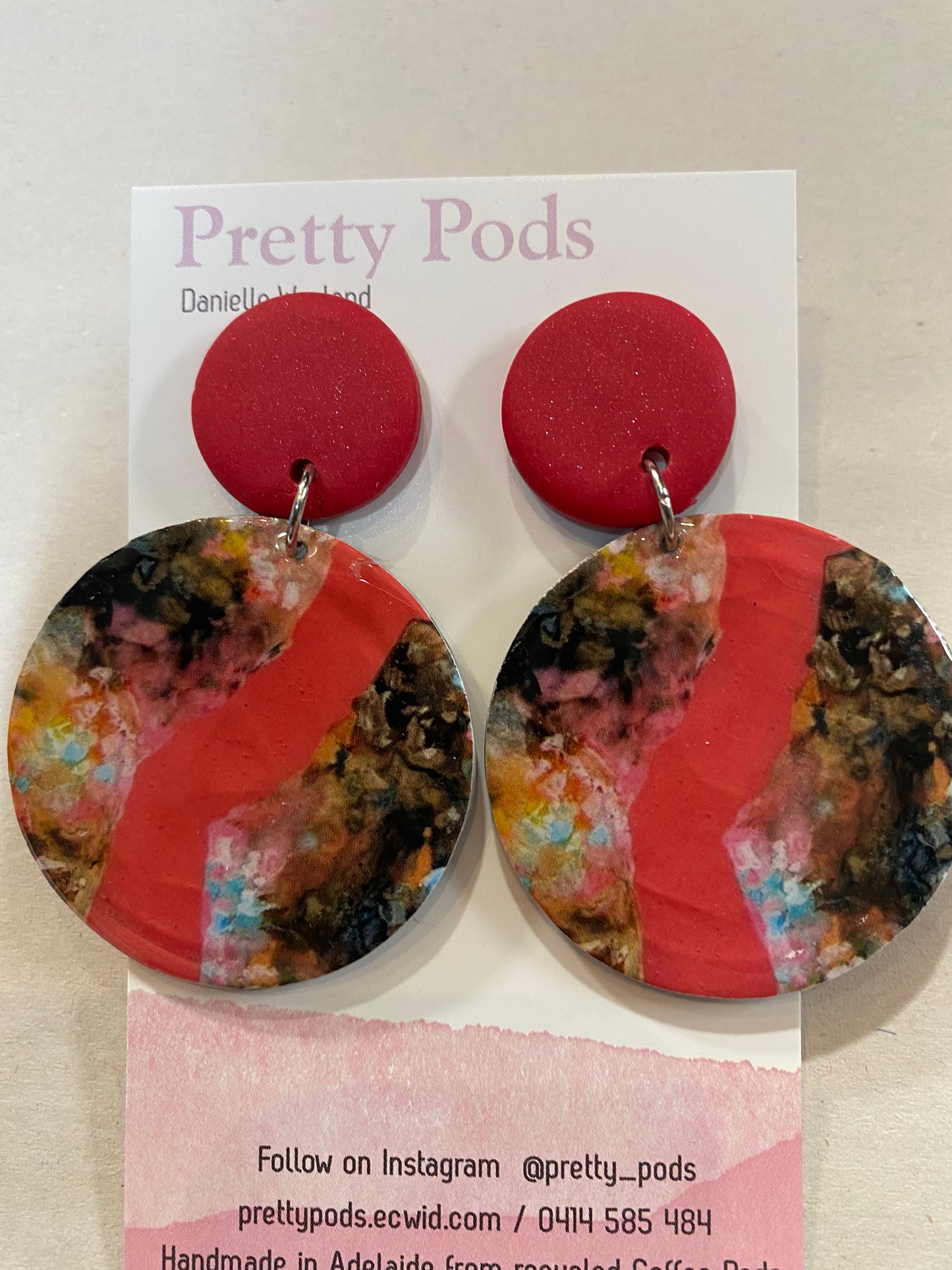 Earrings - Coffee Pod - Polyclay (full coffee pod)
