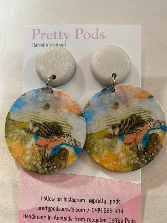 Earrings - Coffee Pod - Polyclay (full coffee pod)