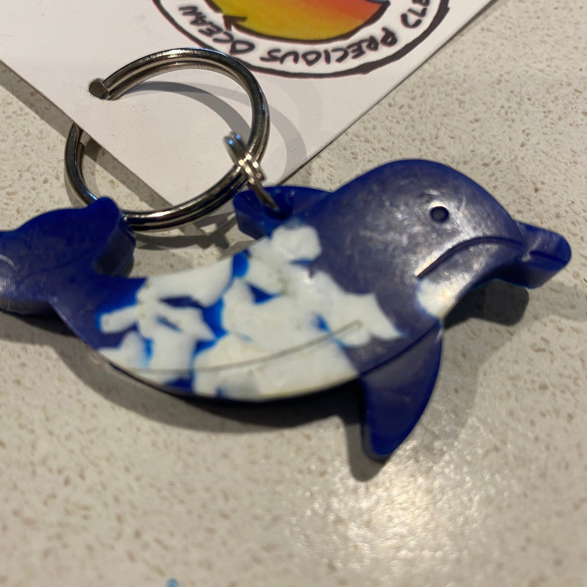 Precious Ocean Plastics Pots Swimming Dolphin Keyring - Recycled Plastic - Ocean plastics - Transmutation
