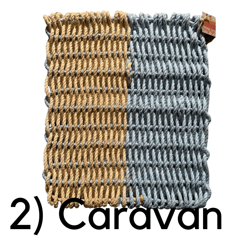 Transmutation - Caravan size Yellow / Blue Mat - Recycled Rope mat