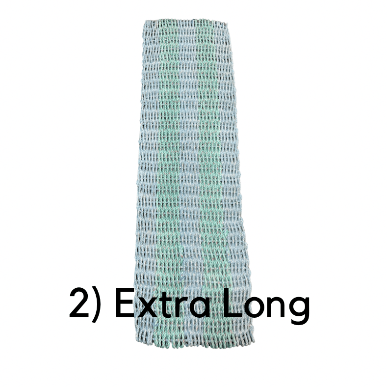 Transmutation- Extra Long  door mat made from recycled old cray pot nylon rope - Blue/Green/Blue/Green/Blue Mat - Recycled Rope