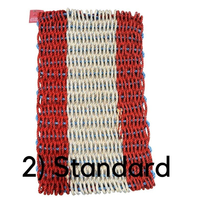 Transmutation-  recycled rope from old cray pots handmade into door mats. Orange / Yellow / Orange Mat - Recycled Rope