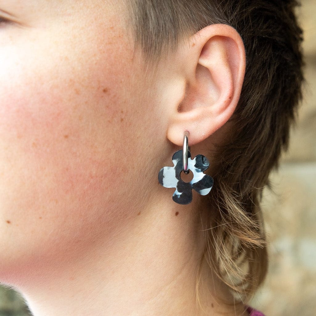 Banish Earrings Daisy - Midnight Black Earrings - Daisy - Recycled Bottle tops