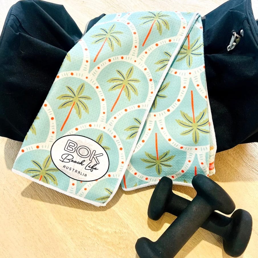 Transmutation - Bok Beach life Handy towels made from recycled PET bottles and are a generous 50 x 70cm. They come in a range of colourful and fun designs.