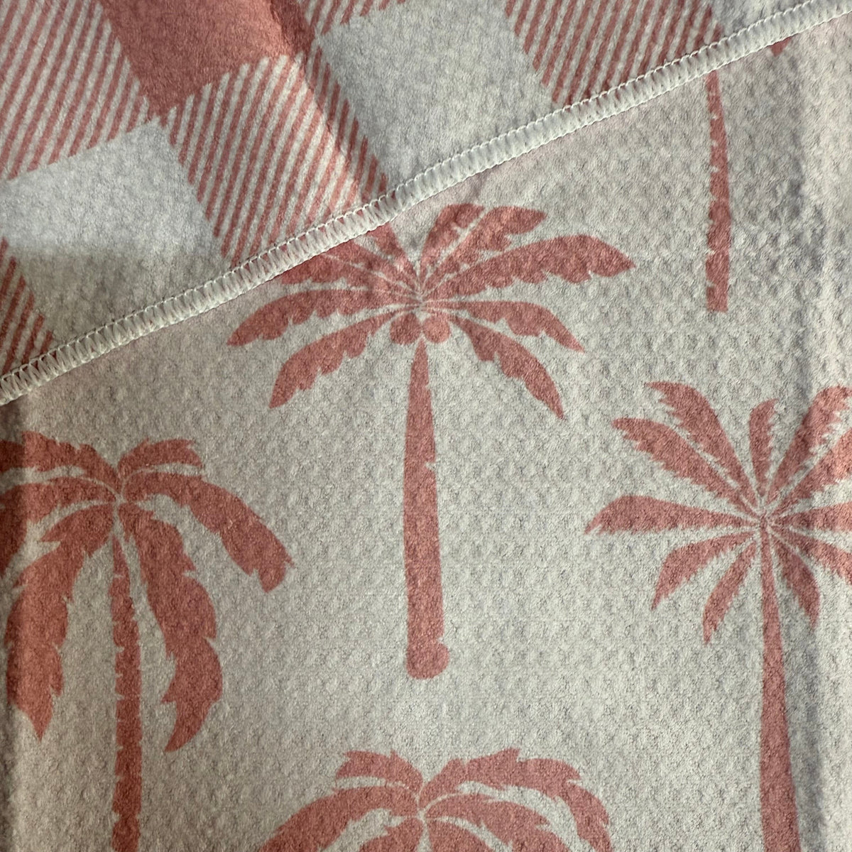 Transmutation - Bok Beach Life Australia Handy Towel, Blushing Palms. Larger size hand towels 50cm x 70cm made from Recycled bottles (rPET).