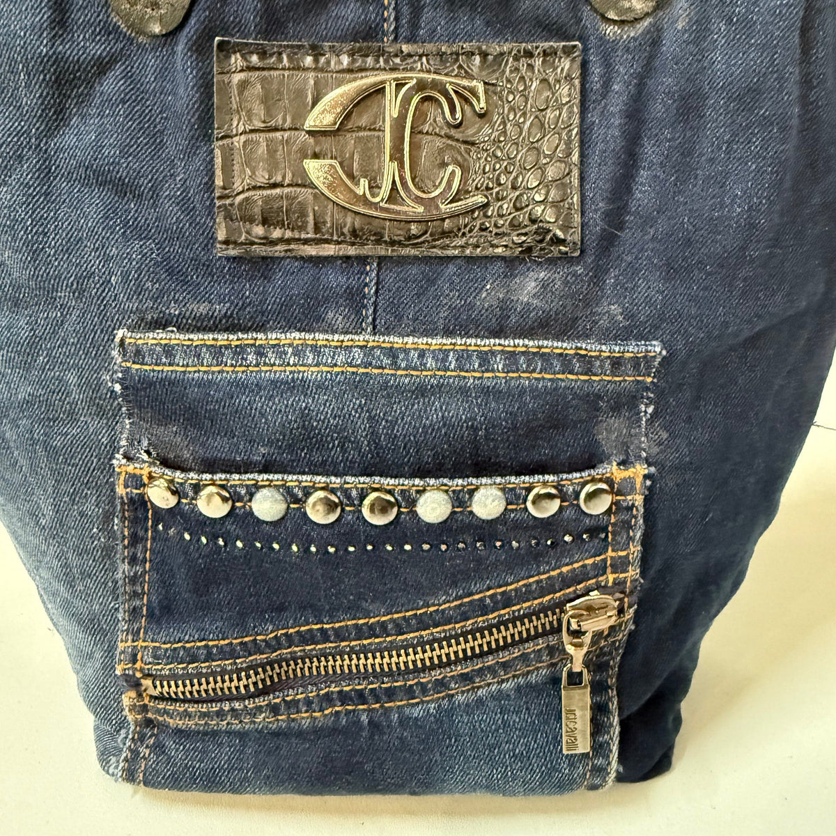 Chunkymonkeys77 Bag 1. Denim (Denim pocket) &amp; Chanel Logo Bag - Handbag- Recycled Textiles