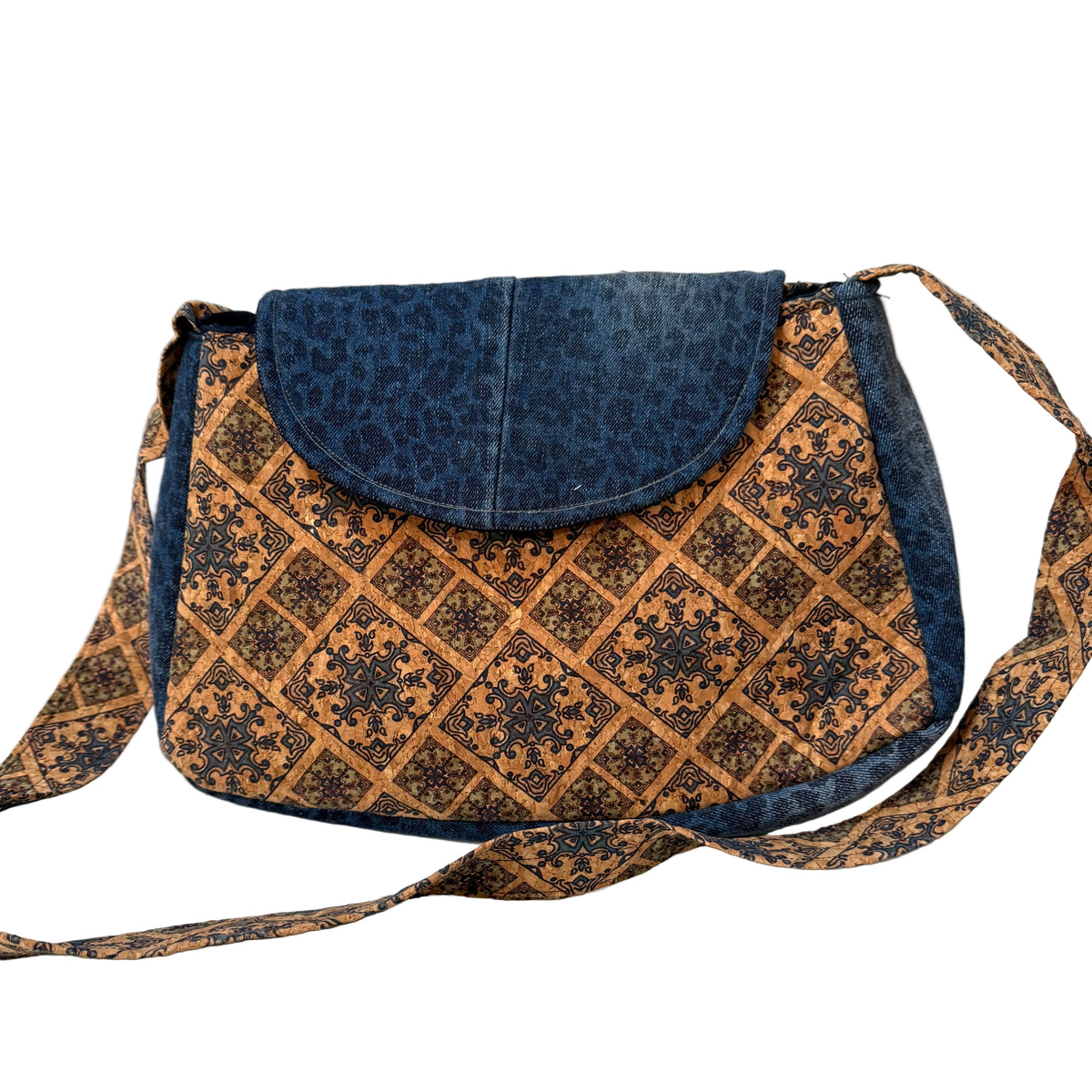 Chunkymonkeys77 Bag 7. Denim & Cork Bag - Handbag- Recycled Textiles