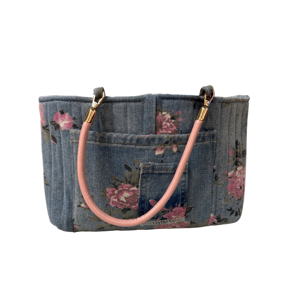 Chunkymonkeys77 Bag 8. Denim & Pink Roses Bag - Handbag- Recycled Textiles