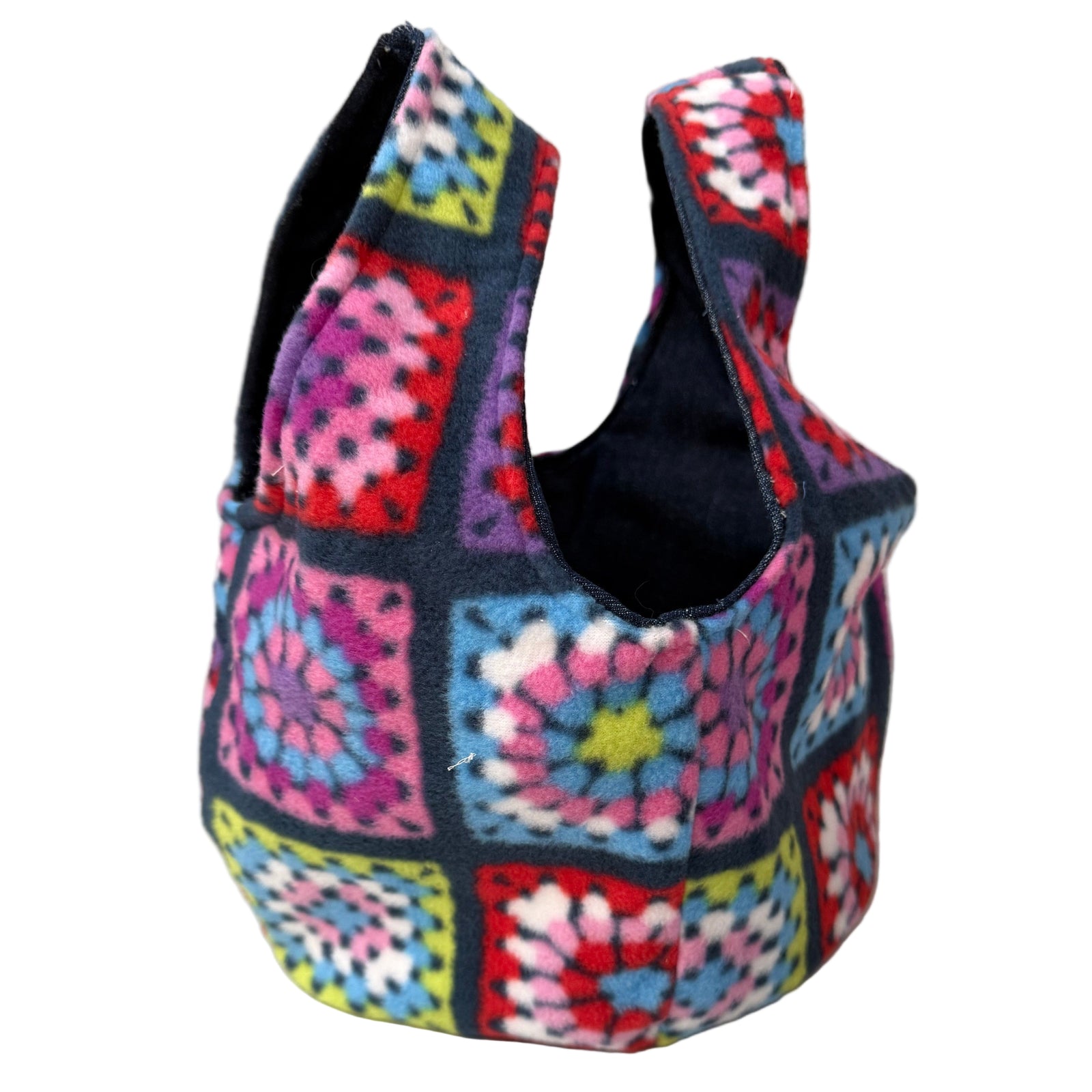 Chunkymonkeys77 Bag 3. Crochet look - Fleecy material Bag - Handbag- Recycled Textiles