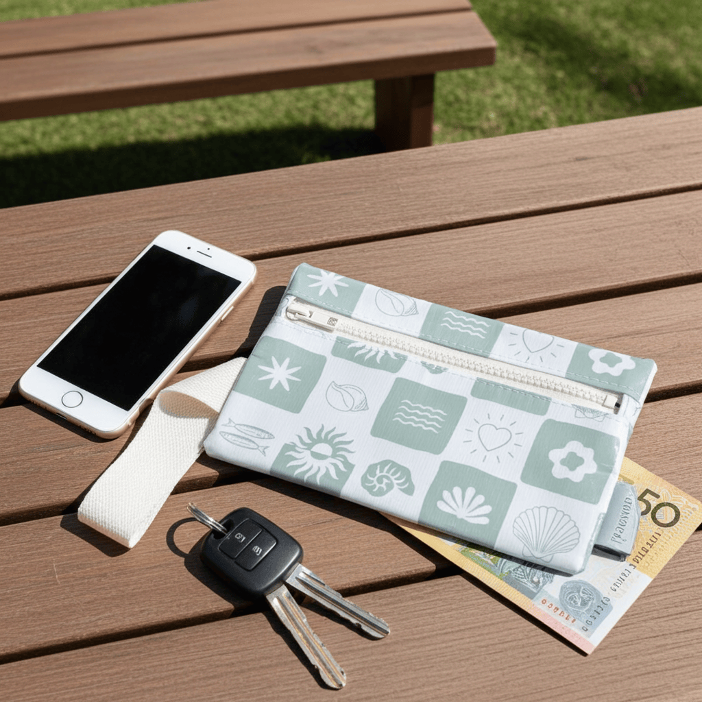 Hello Weekend Bag Sage Phone Pouch - recycled bottles