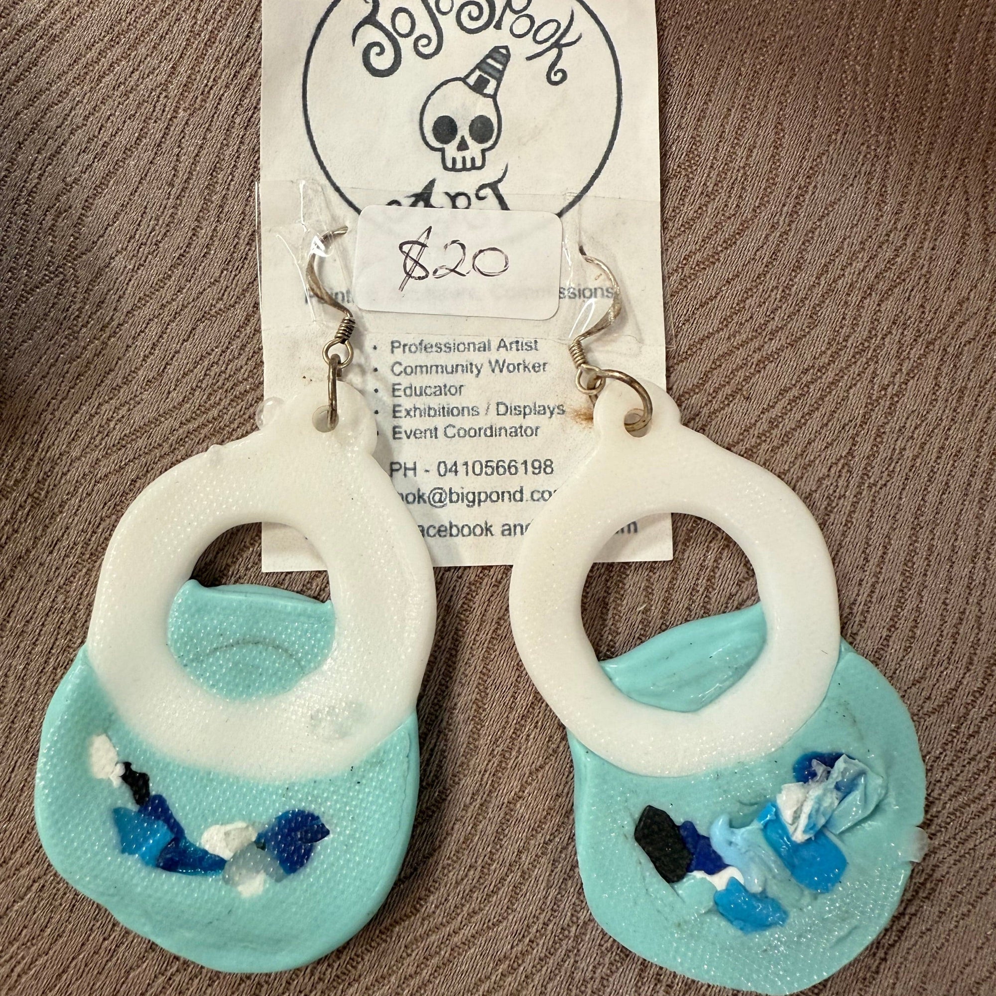 Jo Jo Spook Art Earrings 10. Earrings - Plastic Bags or Plastic Lids Art