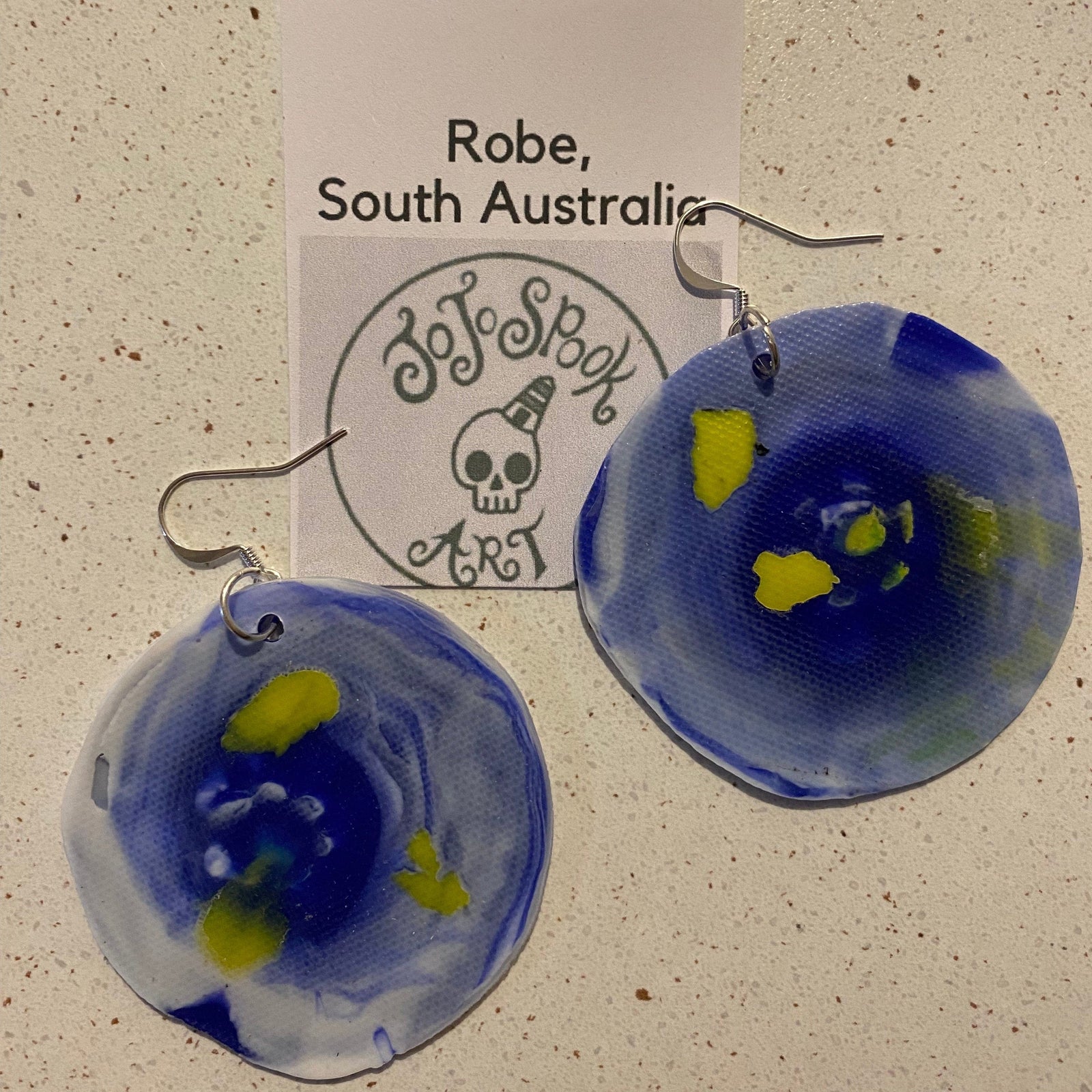 Jo Jo Spook Art Earrings 10. Earrings - Plastic Bags or Plastic Lids Art