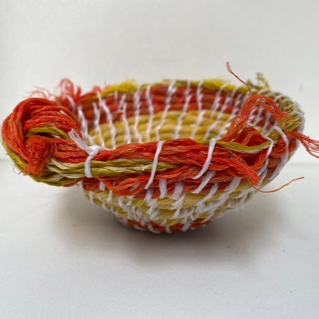 Jo Jo Spook Basket 7. Yellow & Orange / Yellow trim & orange bow Baskets - Handwoven Ghostnet Baskets
