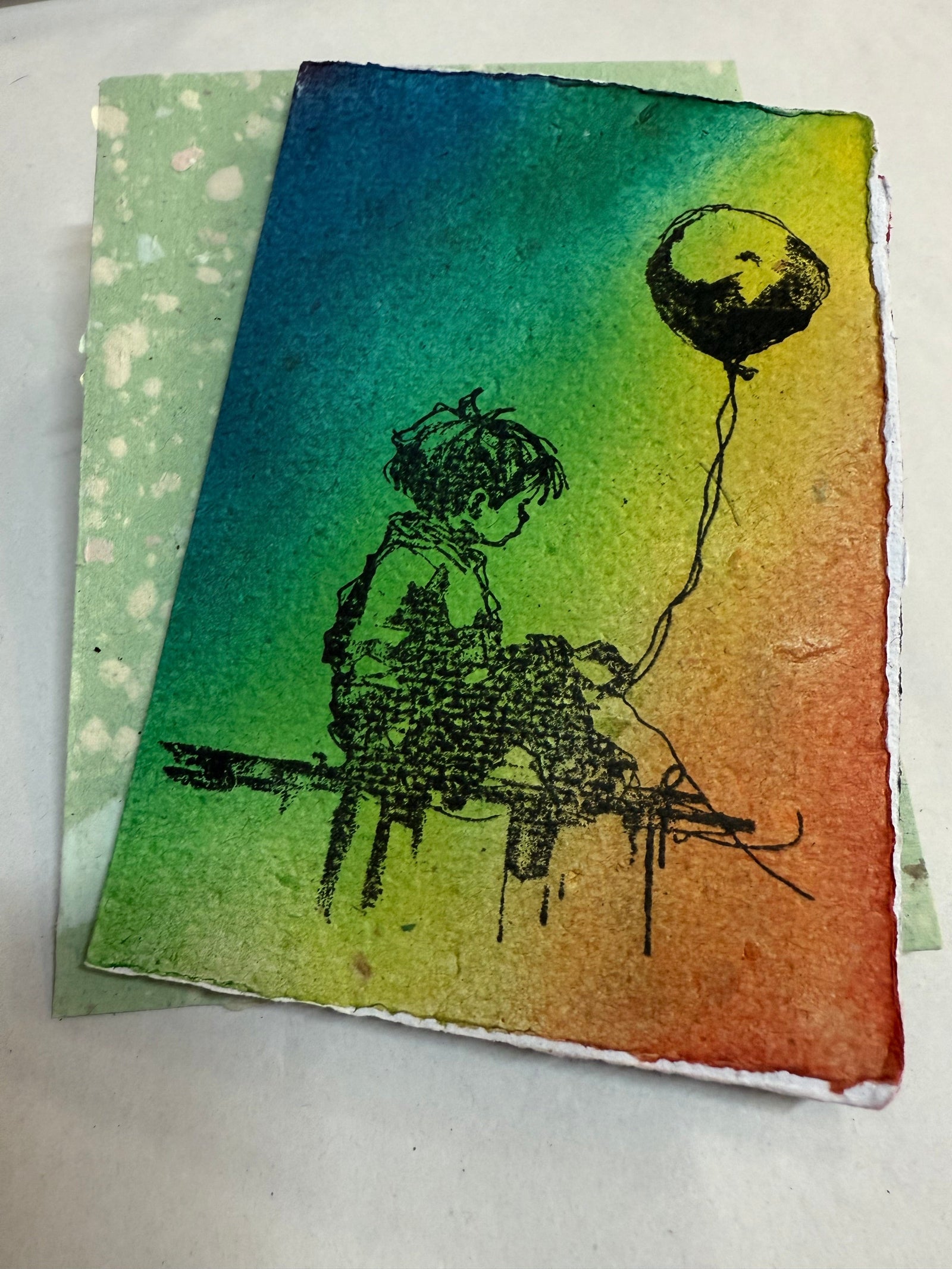 Kelli Lloyd Gift Card Boy and Balloon Card and Envelope - Recycled Paper