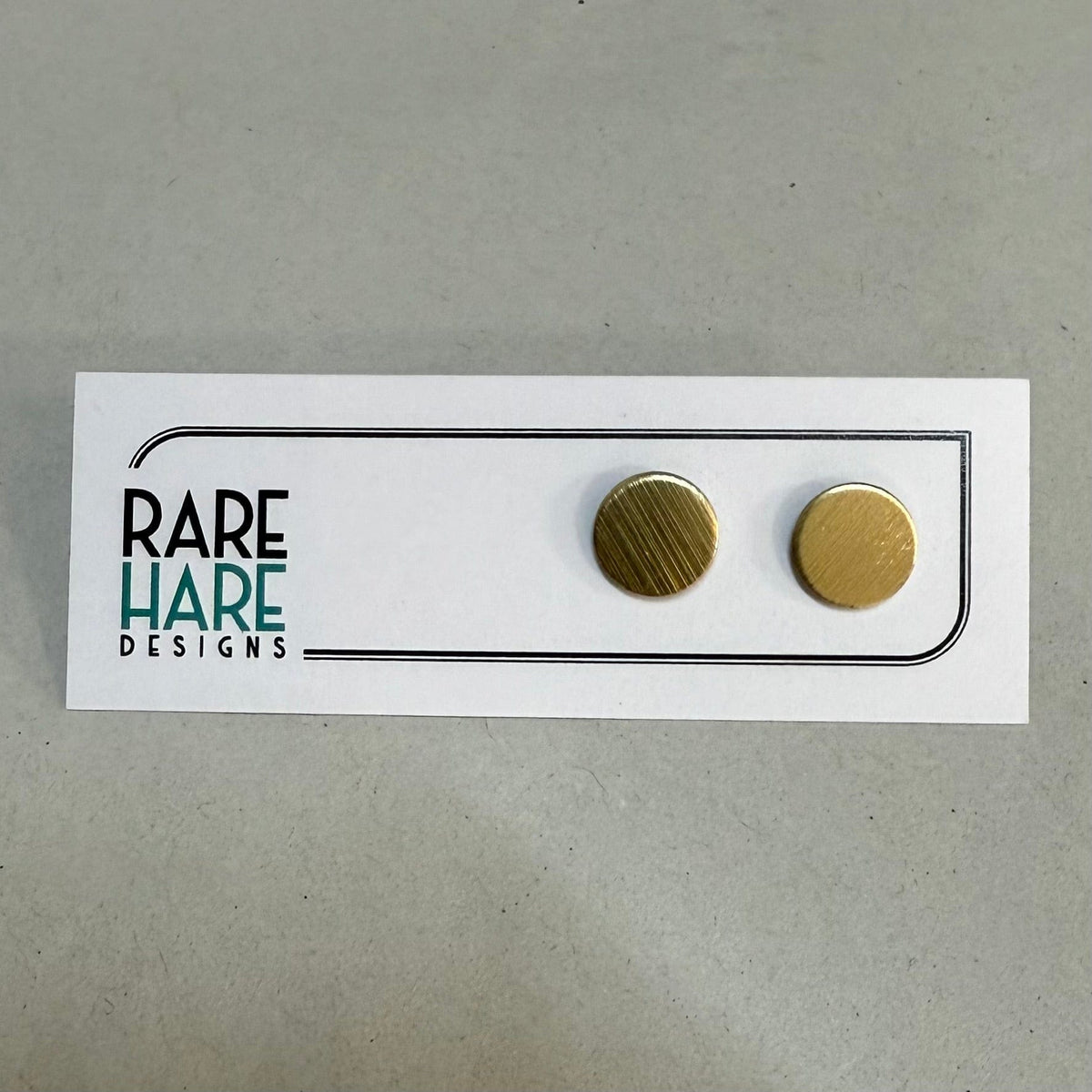 Rare Hare Design Earrings 1. Gold - Brushed Earring studs - Laminate Off cuts