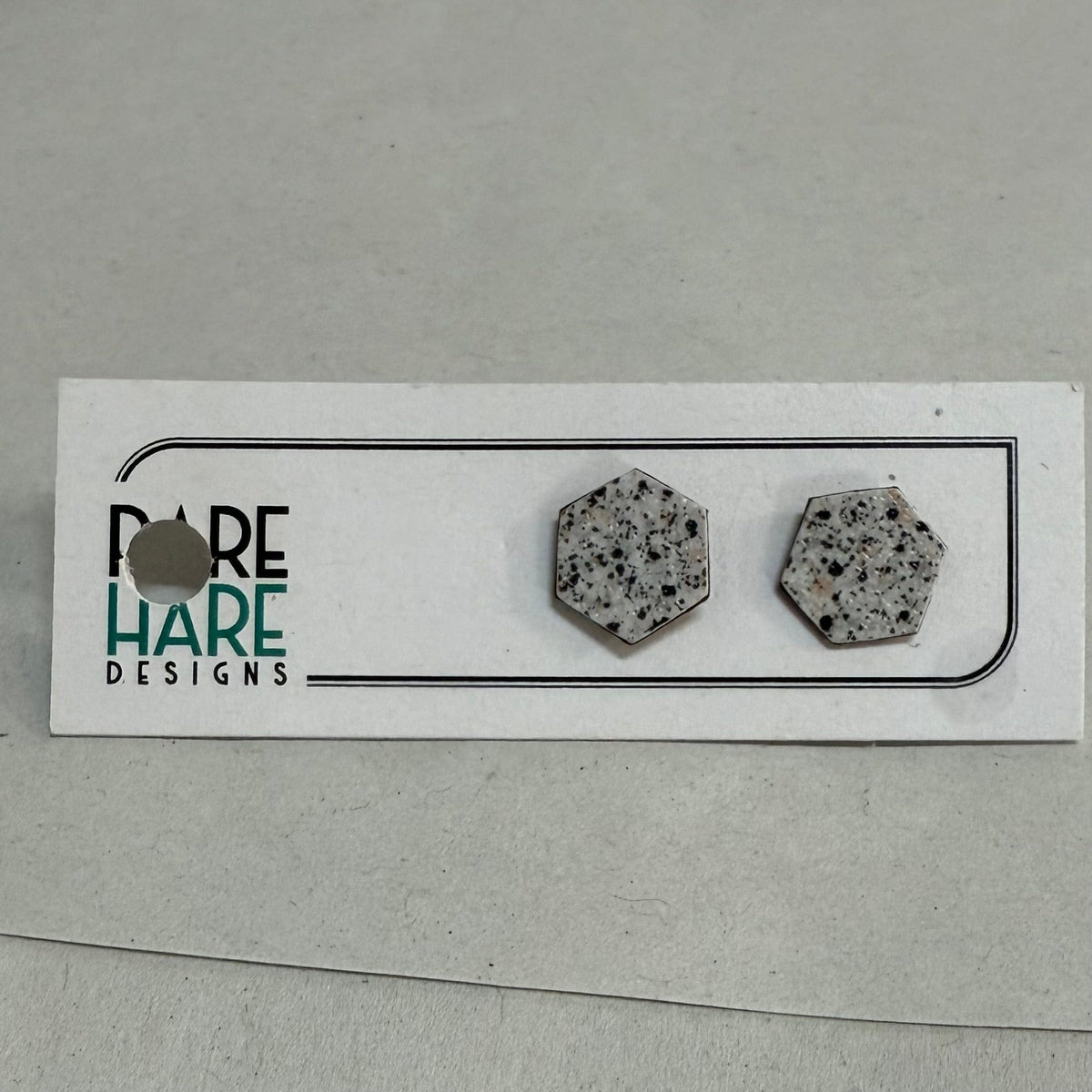 Rare Hare Design Earrings 1. Hex - Terrazzo Earring studs - Laminate Off cuts