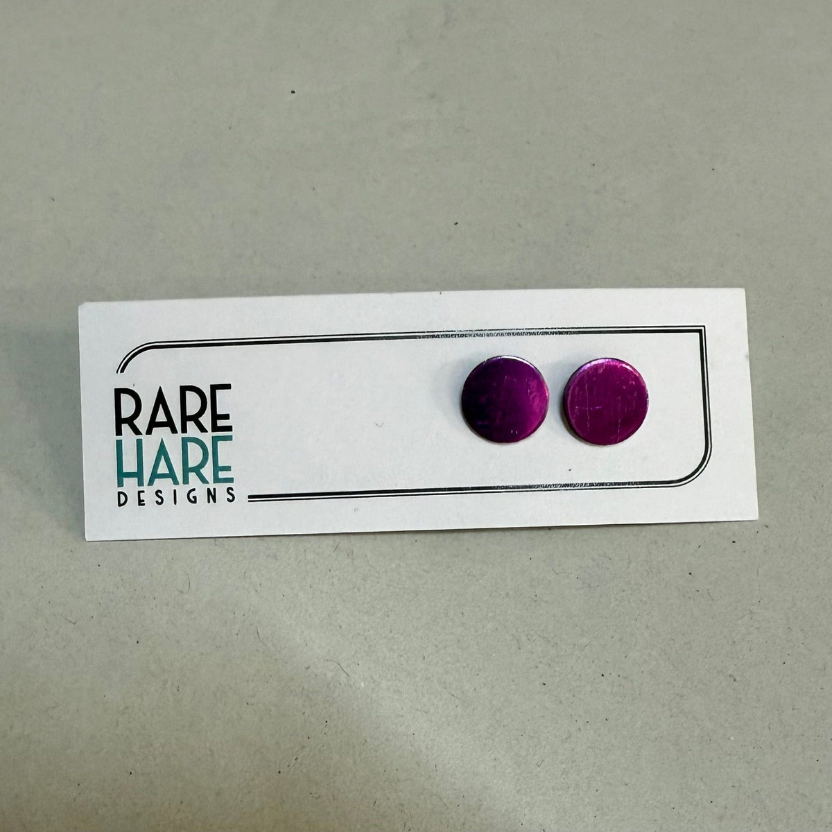Rare Hare Design Earrings 1. Purple Earring studs - Laminate Off cuts