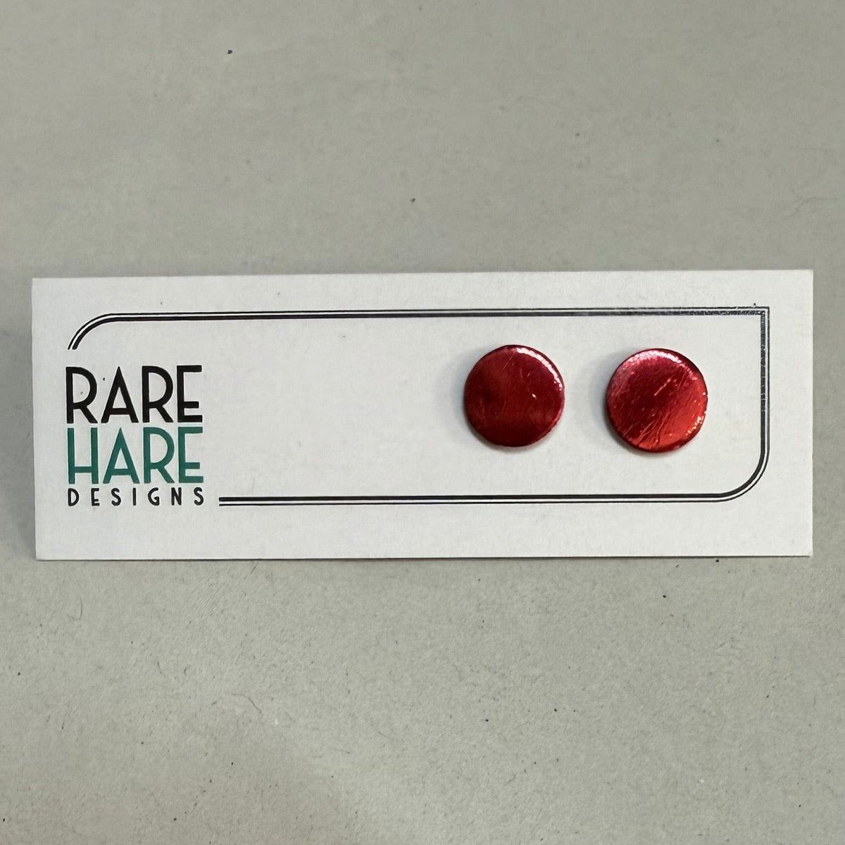 Rare Hare Design Earrings 1. Red Earring studs - Laminate Off cuts