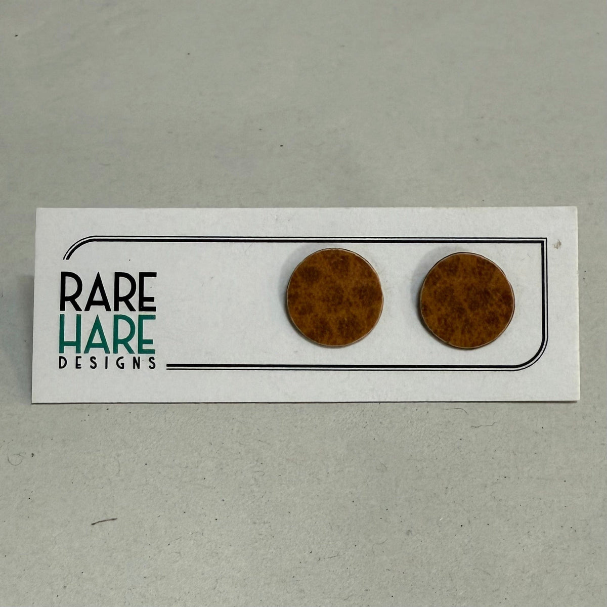 Rare Hare Design Earrings 2. Brown Copper Circle Earring studs - Laminate Off cuts