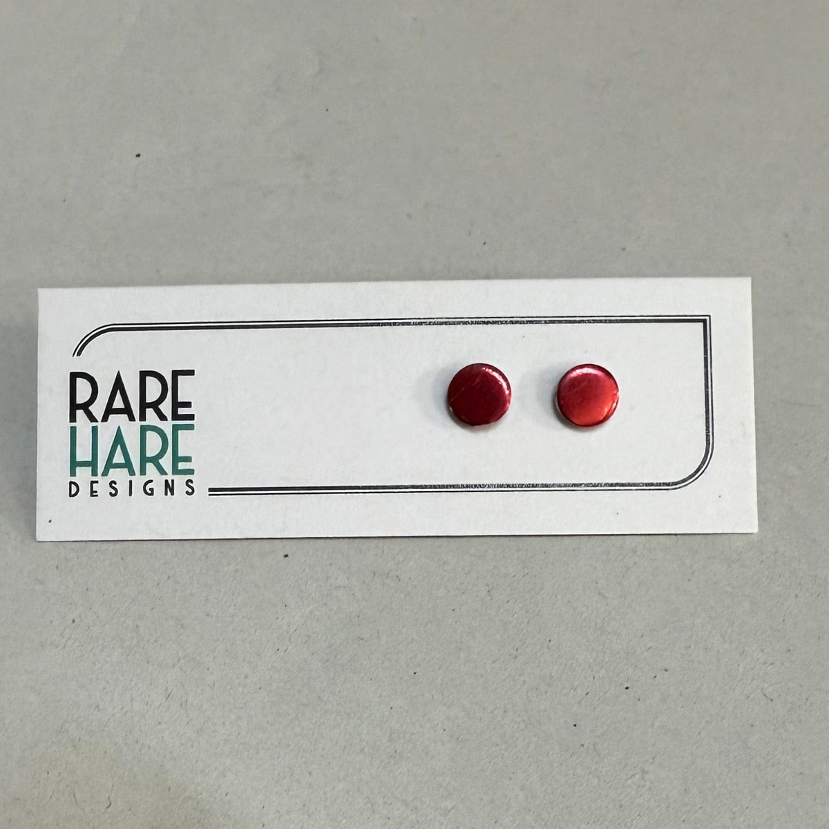 Rare Hare Design Earrings 2. Red - small Earring studs - Laminate Off cuts
