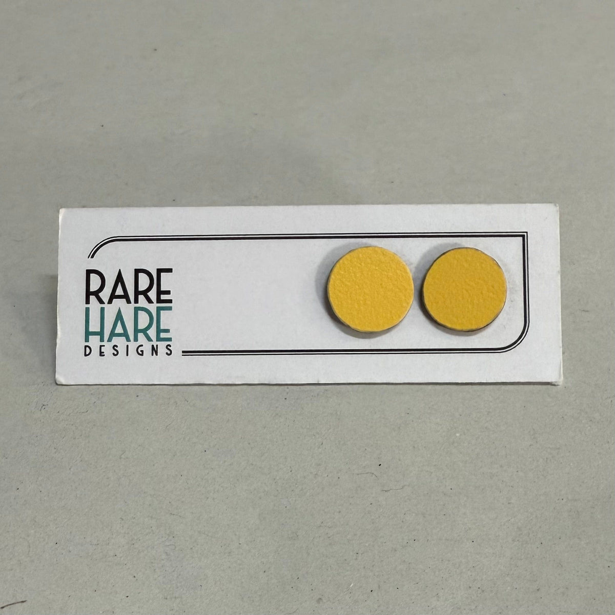 Rare Hare Design Earrings 2. Yellow Earring studs - Laminate Off cuts