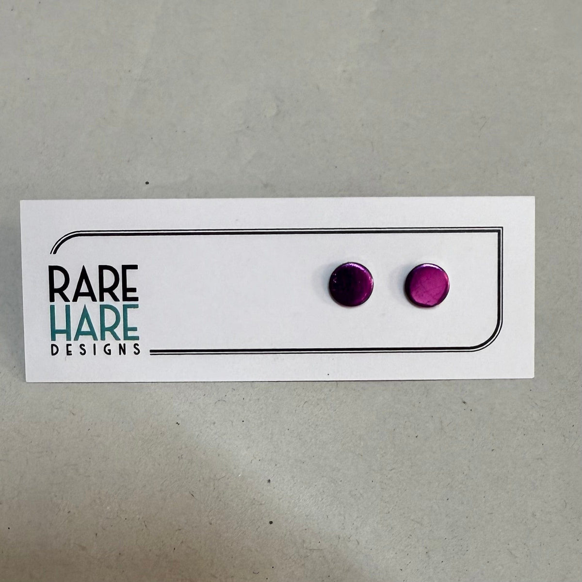 Rare Hare Design Earrings 3. purple small Earring studs - Laminate Off cuts