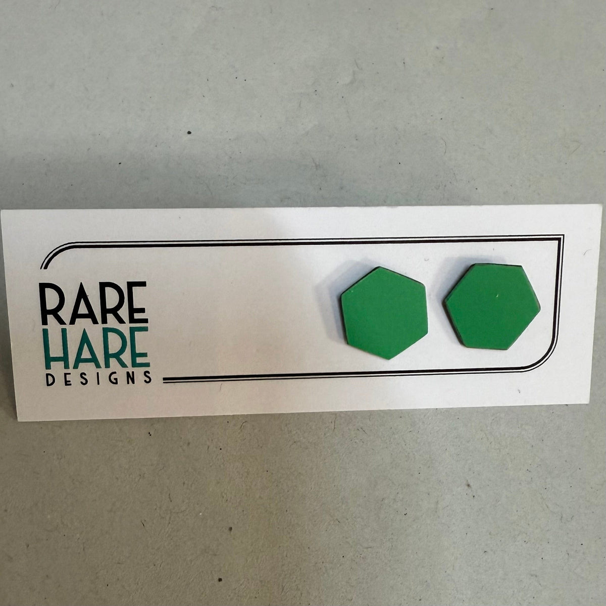Rare Hare Design Earrings 4. Green Earring studs - Laminate Off cuts