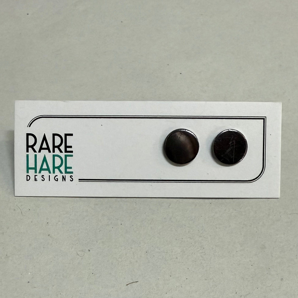 Rare Hare Design Earrings 4. Silver - Round Earring studs - Laminate Off cuts