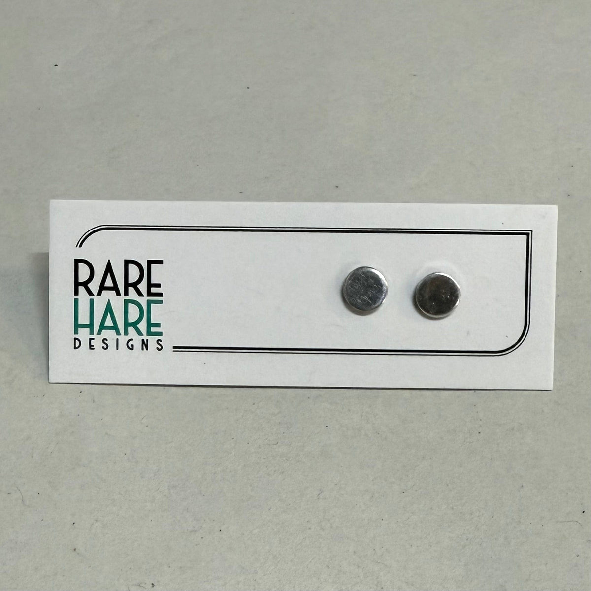 Rare Hare Design Earrings 6. Silver - Shiny small Earring studs - Laminate Off cuts