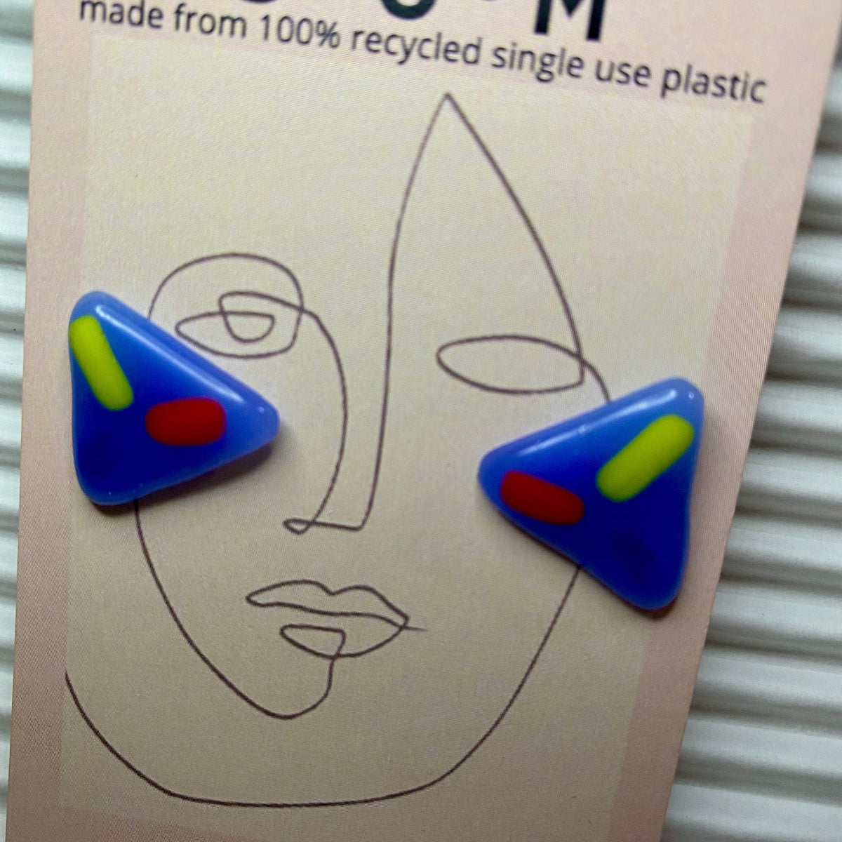 S.U.M Earrings Tenny Tri Studs - Blue Earrings - S.U.M - Single Use Plastic