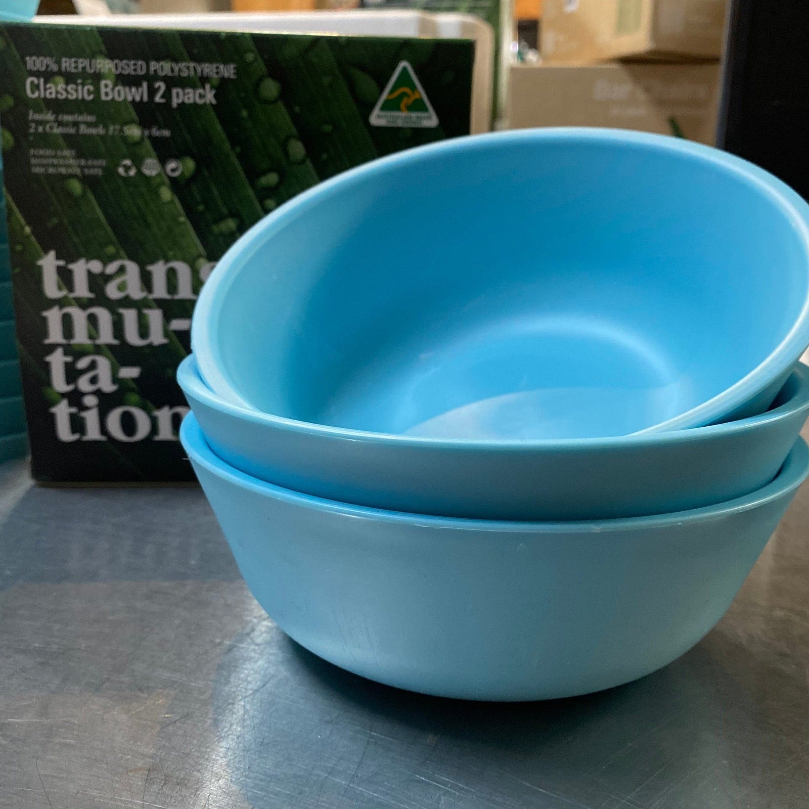 Set of 2 bowls in a box made from unused bread tags-Transmutation
