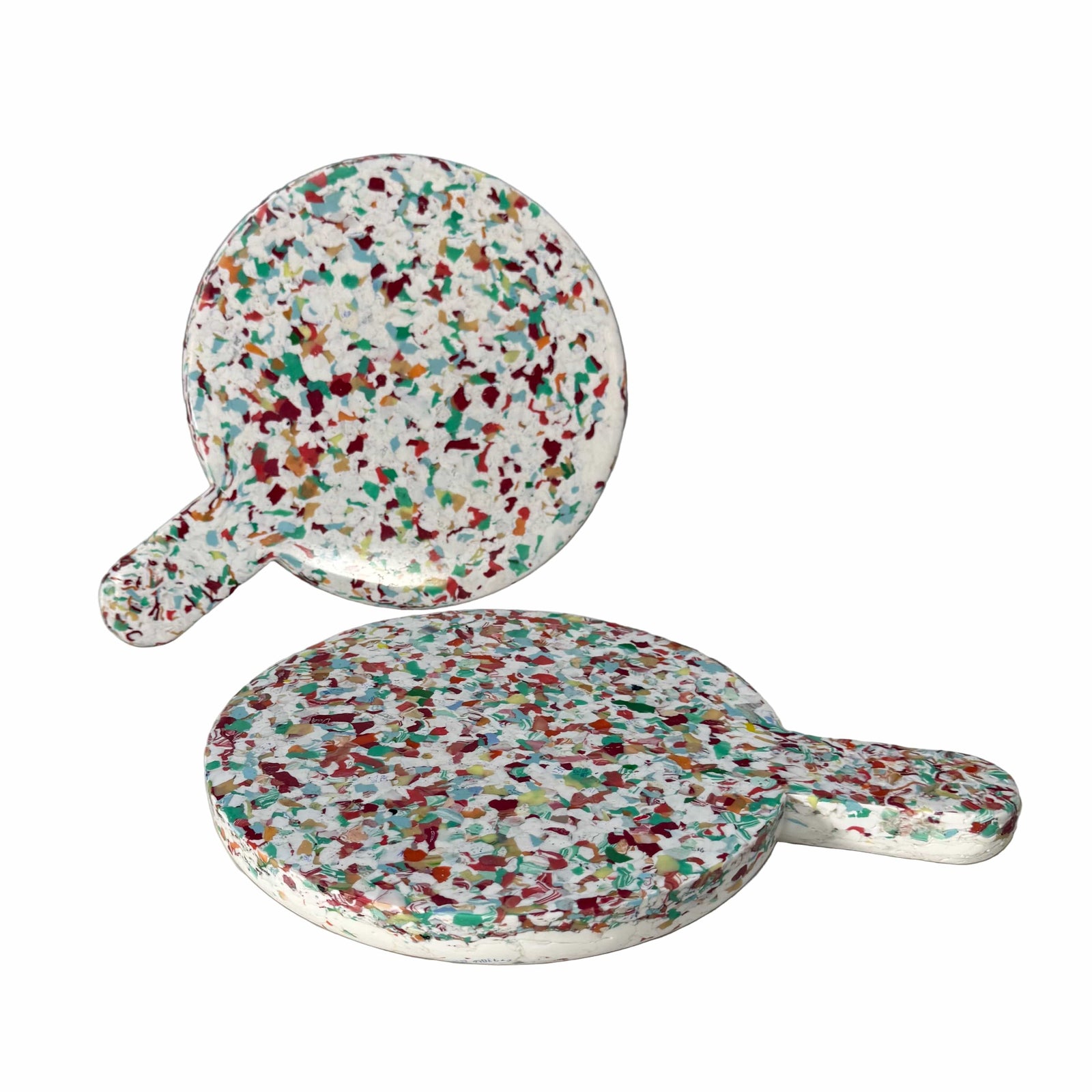 Transmutation Bowl Terrazzo top & White bottom Board - Round Paddle - Recycled Breadtags