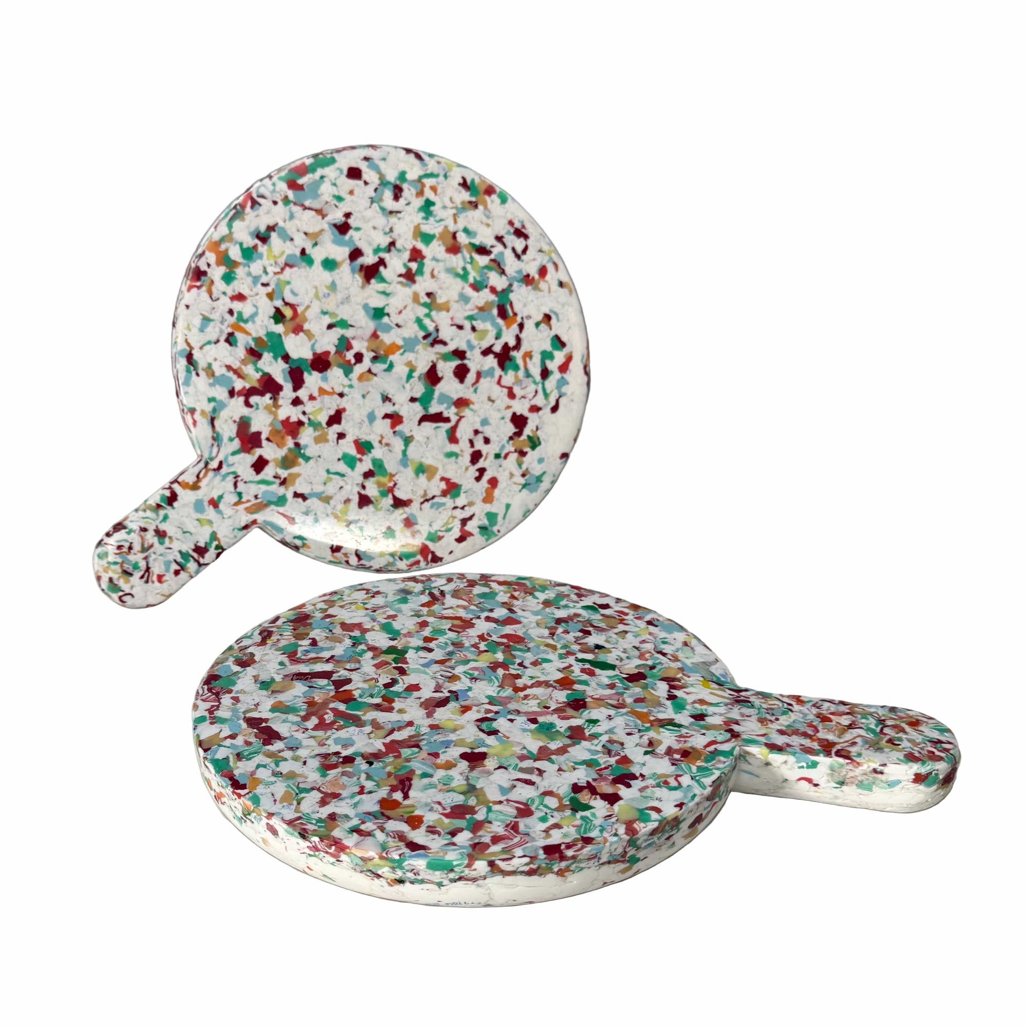 Transmutation Bowl Terrazzo top & White bottom Board - Round Paddle - Recycled Breadtags