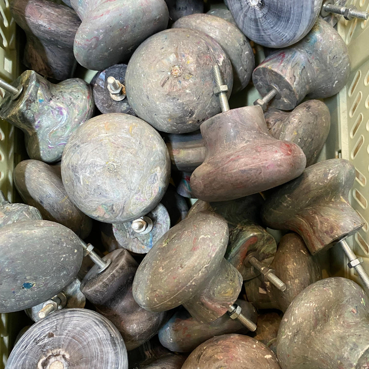 Transmutation Door Knob Bolt - Grey Door Knobs - Recycled Plastic