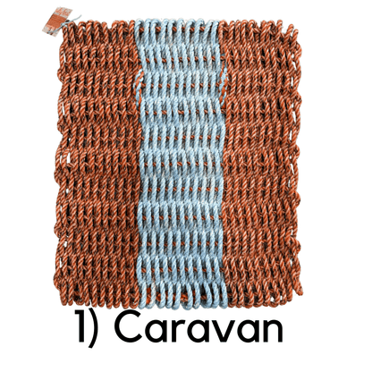 Why Knot Mat 1) Caravan Orange & Black fleck / Blue / Orange & Black Fleck Mat - Recycled Rope