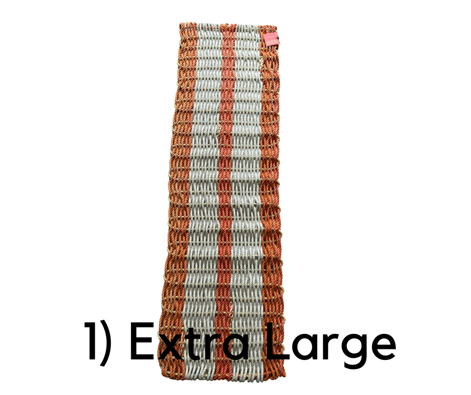 Why Knot Mat 1) Extra Large Orange / Yellow / Orange / Yellow / Orange Mat - Recycled Rope