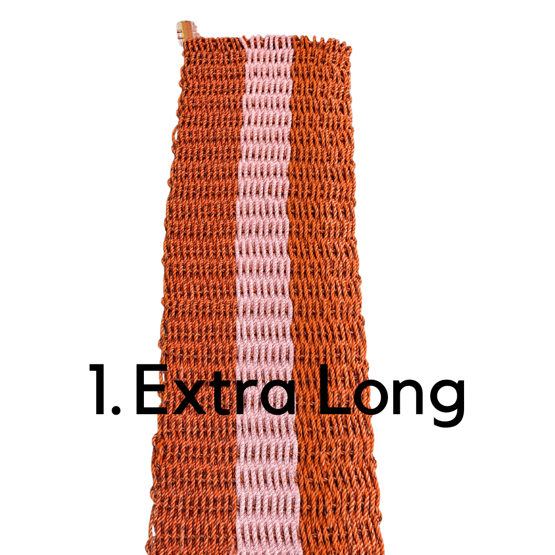 Why Knot Mat 1) Extra Long Orange / Pink / Orange Mat - Recycled Rope